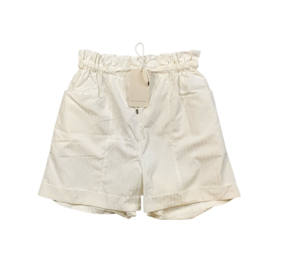 The Fifth Label Shorts Womens 6 Ivory Stripe Damask Harley Lined Paperbag Cuffed